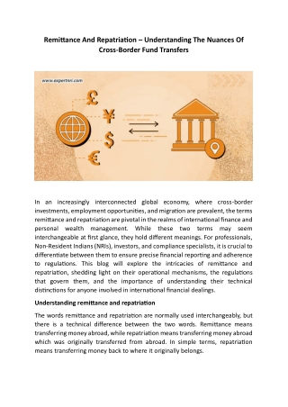 Remittance And Repatriation – Understanding The Nuances Of Cross-Border Fund Tra