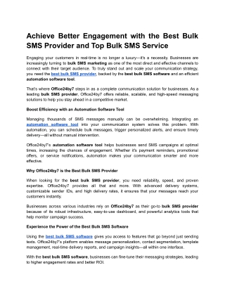 Achieve Better Engagement with the Best Bulk SMS Provider and Top Bulk SMS Service