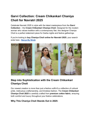 Garvi 2025 Collection_ Cream Chikankari Chaniya Choli