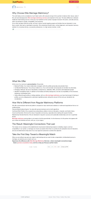Elite Marriage Matrimony Services for Meaningful Connections