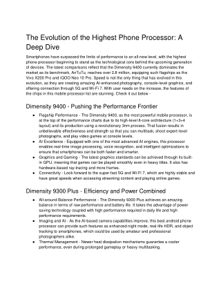 The Evolution of the Highest Phone Processor_ A Deep Dive