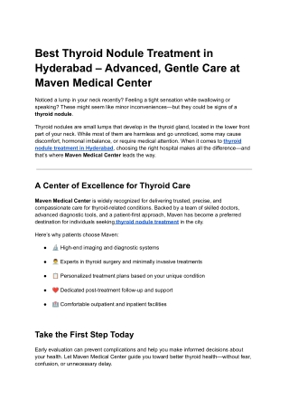 Thyroid Nodule Treatment in Hyderabad – Advanced care @ Maven Medical Center