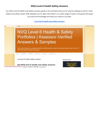 NVQ Level 6 Health Safety Answers