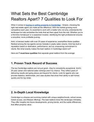 what sets the best cambridge realtors apart