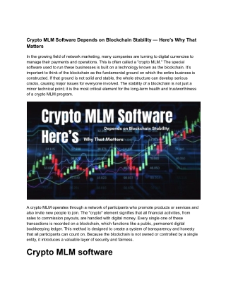 crypto mlm software depends on blockchain