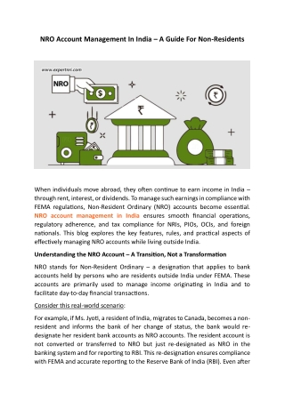 NRO Account Management In India – A Guide For Non-Residents