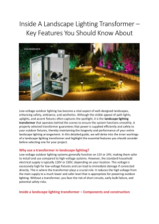 Inside A Landscape Lighting Transformer – Key Features You Should Know About