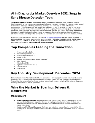 AI in Diagnostics Market Share 2032: Public vs Private Healthcare Sector Use