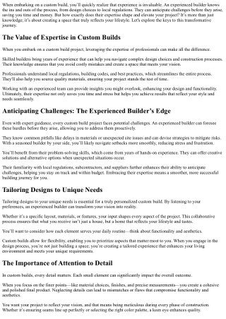 Why Experience Is Everything in a Custom Build
