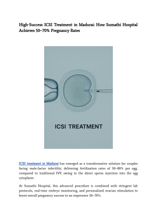 High‑Success ICSI Treatment in Madurai_ How Sumathi Hospital Achieves 50–70% Pregnancy Rates