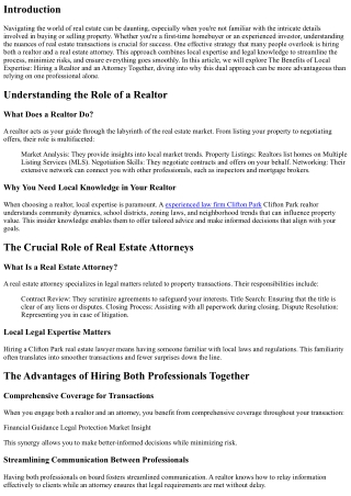 The Benefits of Local Expertise: Hiring a Realtor and an Attorney Together