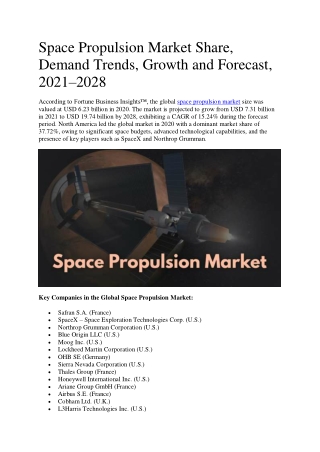 Space Propulsion Market