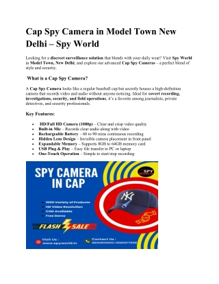 Cap Spy Camera in Model Town New Delhi – Spy World