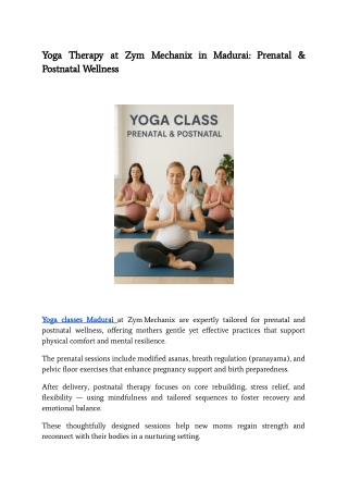 Yoga Therapy at Zym Mechanix in Madurai_ Prenatal & Postnatal Wellness