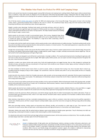 Why Slimline Solar Panels Are Perfect For 4WD And Camping Setups