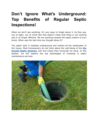 Don’t Ignore What’s Underground_ Top Benefits of Regular Septic Inspections!