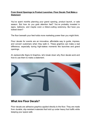 From Grand Openings to Product Launches: Floor Decals That Make a Statement