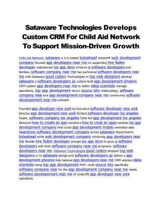 Sataware Technologies Develops Custom CRM For Child Aid Network To Support Mission-Driven Growth (1)