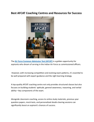 Best AFCAT Coaching Centres and Resources for Success