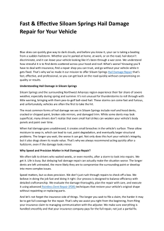 Siloam Springs Hail Damage Repair