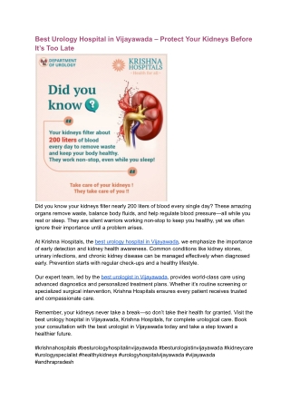 Best Urology Hospital in Vijayawada – Protect Your Kidneys Before It’s Too Late
