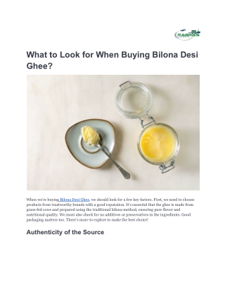What to Look for When Buying Bilona Desi Ghee_