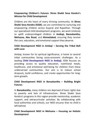 Banaskantha Child NGO – Transforming Children’s Lives