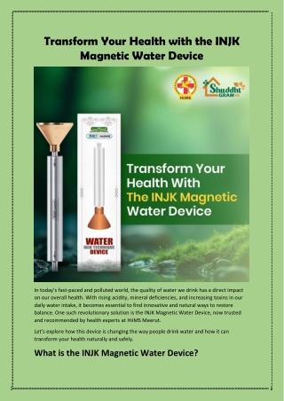 Transform Your Health with the INJK Magnetic Water Device
