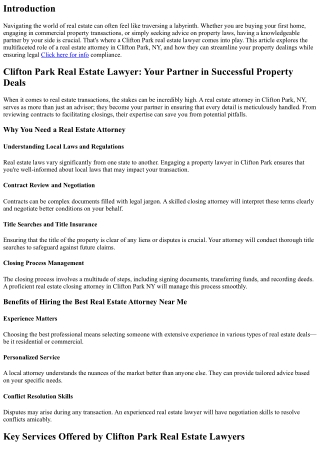 Clifton Park Real Estate Lawyer: Your Partner in Successful Property Deals