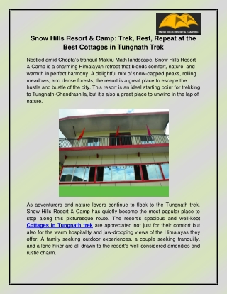 Cottages in Tungnath trek
