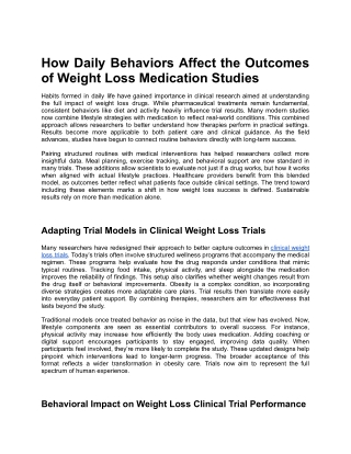 How Daily Behaviors Affect the Outcomes of Weight Loss Medication Studies