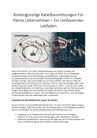 Kostengünstige Kabelbaumlösungen Für Kleine Unternehmen – Ein Umfassender Leitfa