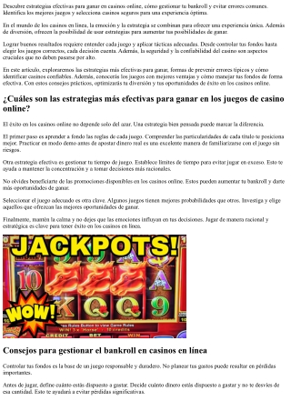 ¿Cómo Ganar En Los Juegos De Casino Online? - Tácticas Para Mejorar Tus Resultad