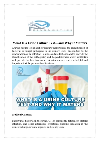 What Is a Urine Culture Test—and Why It Matters