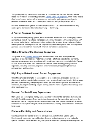 Why Casino Game Development Remains the Most Profitable Model in the Gaming Industry