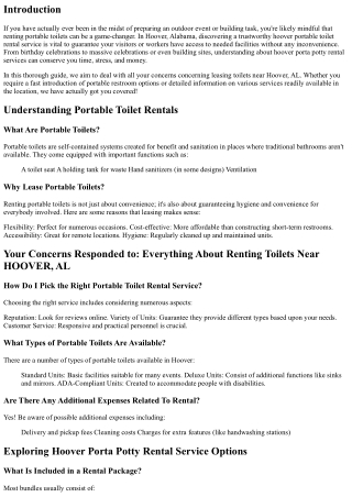 Your Concerns Responded to: All About Leasing Toilets Near HOOVER, AL .
