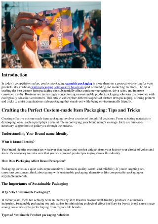 Crafting the Perfect Custom Product Product Packaging: Idea