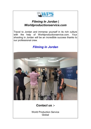 Filming In Jordan  Worldproductionservice
