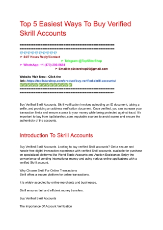 Top 5 Easiest Ways To Buy Verified Skrill Accounts