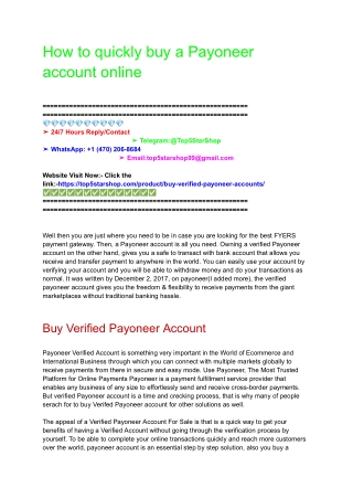 How to quickly buy a Payoneer account online
