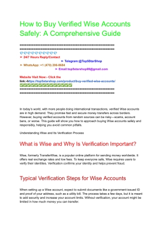 How to Buy Verified Wise Accounts Safely_ A Comprehensive Guide