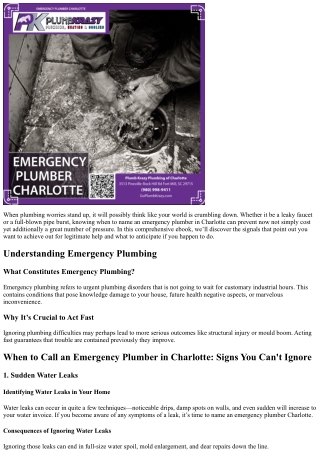 When to Call an Emergency Plumber in Charlotte: Signs You Can't Ignore