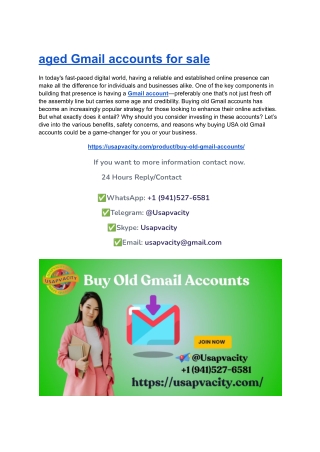 aged Gmail accounts for sale