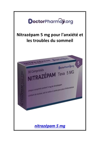 Nitrazépam 5 mg pour l'anxiété et les troubles du sommeil