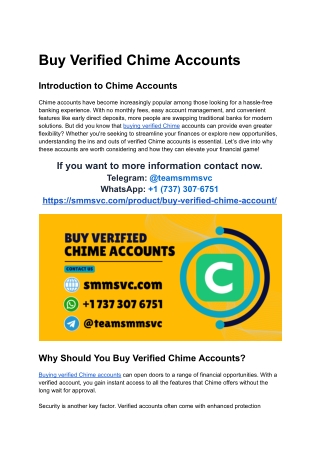 Top Purchase Safely Verified Chime Bank Account