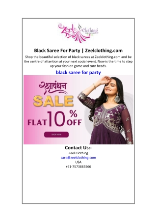 Black Saree For Party  Zeelclothing.com.
