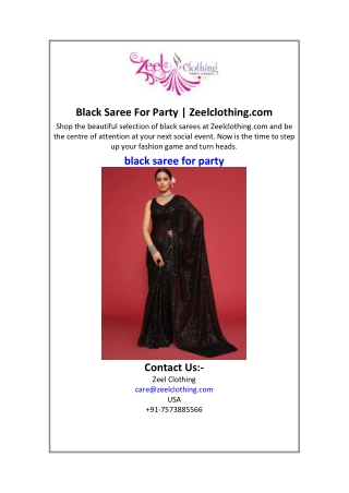 Black Saree For Party Zeelclothing.com.