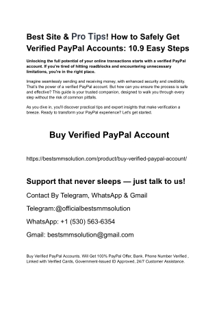 Best Site & Pro Tips! How to Safely Get Verified PayPal Accounts_ 10.9 Easy Steps