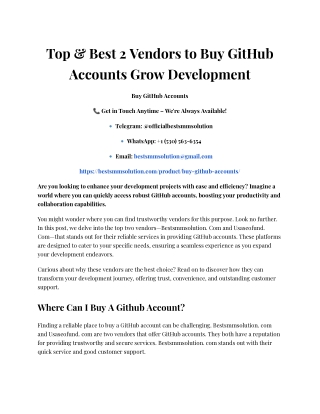 Best 2 Vendors to Buy GitHub Accounts Grow Development