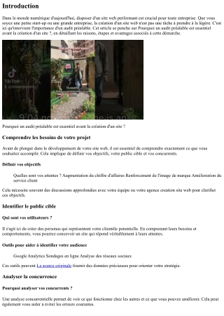 Pourquoi un audit préalable est essentiel avant la création d'un site ?